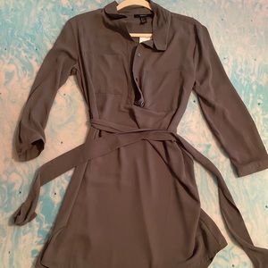 Collared tie olive dress